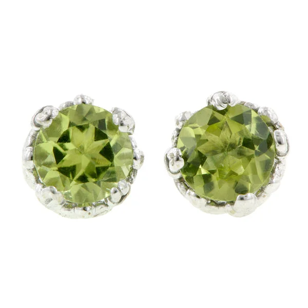 Rough rim earrings-Fancy Basket Gemstone Stud Earring 18k- Heirloom by Doyle & Doyle