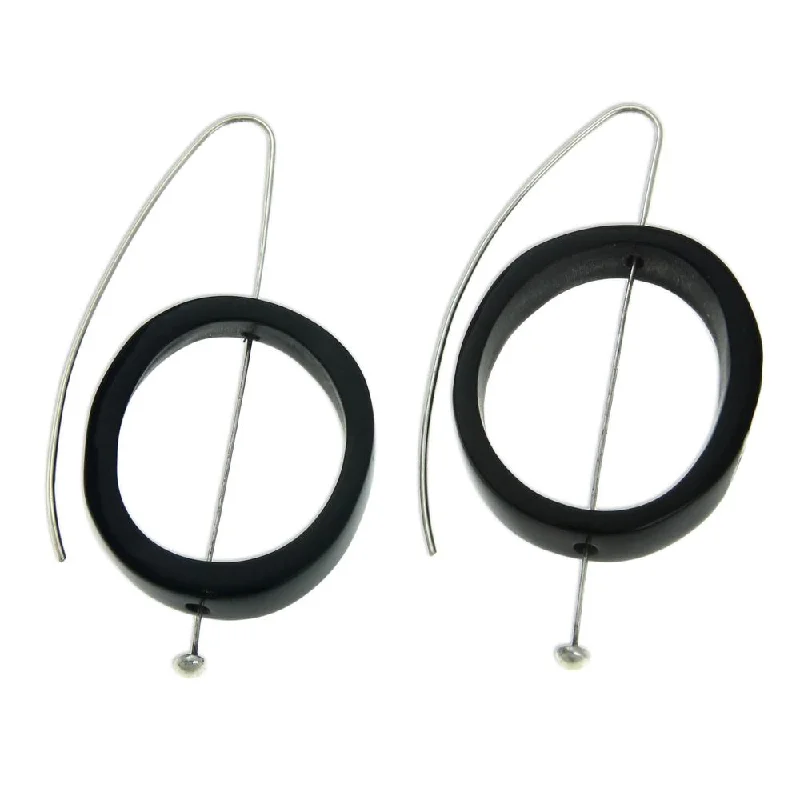 Open-dusk earrings-Handcrafted Sterling Silver Horn 'Sea Melody' Earrings (Indonesia) - 2.6L*1.2W