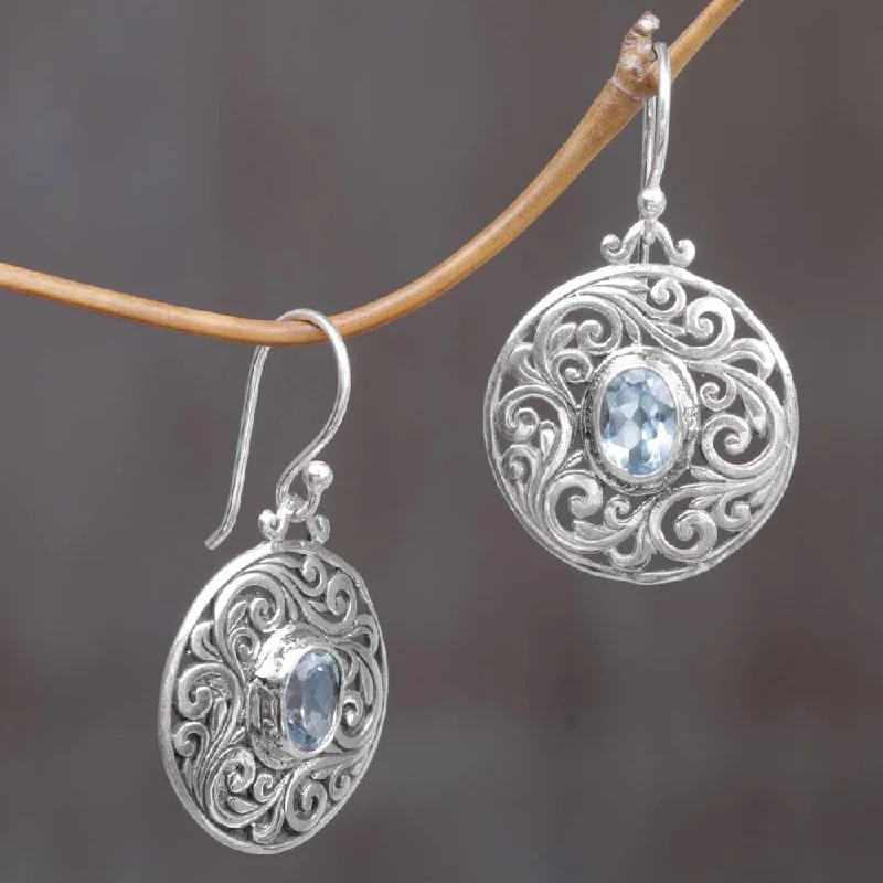 Thick gold earrings-Handmade Sterling Silver 'Blue Memories' Blue Topaz Earrings (Indonesia)