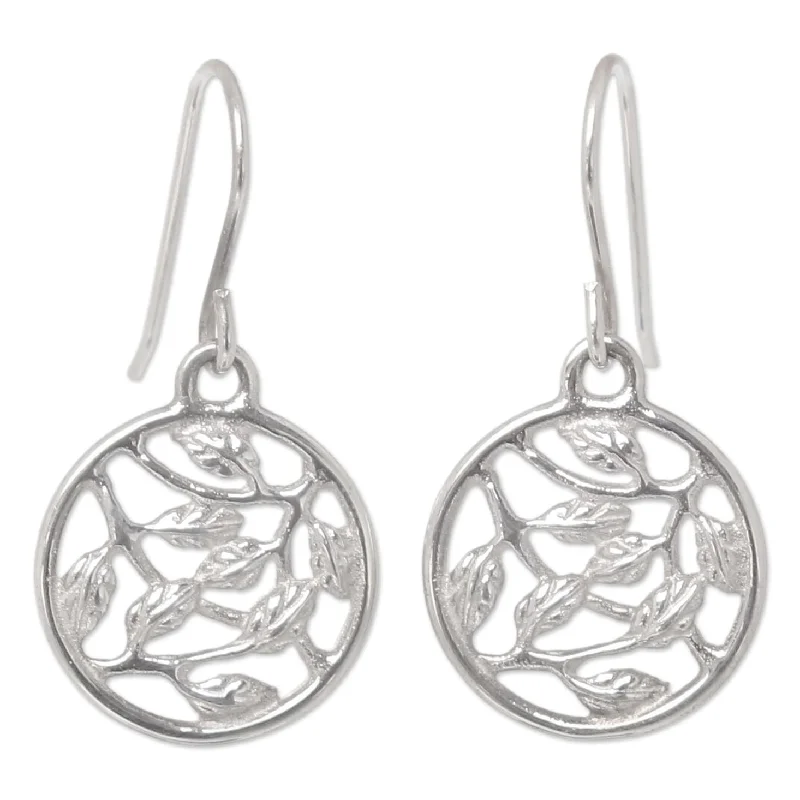 Jagged rim earrings-Handmade Sterling Silver 'Moonlit Leaves' Earrings (Thailand)