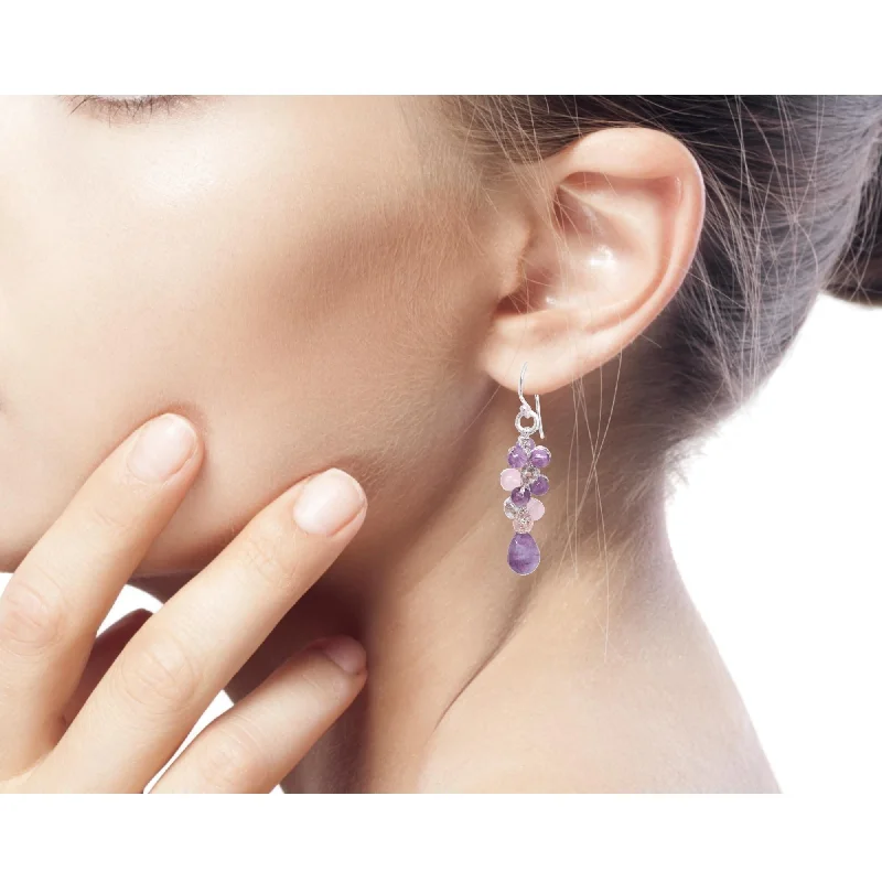 Rich topaz earrings-Handmade Sterling Silver 'Purple Pink Glam' Amethyst Earrings (Thailand)