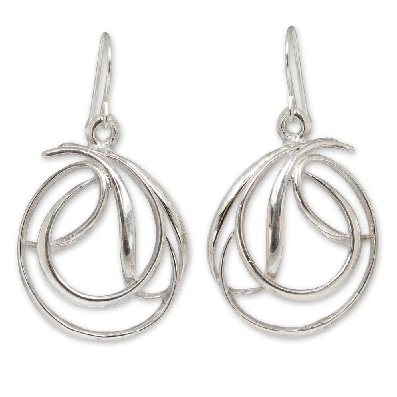 Prism-effect earrings-Handmade Sterling Silver 'Twirling Ribbons' Earrings (Thailand)