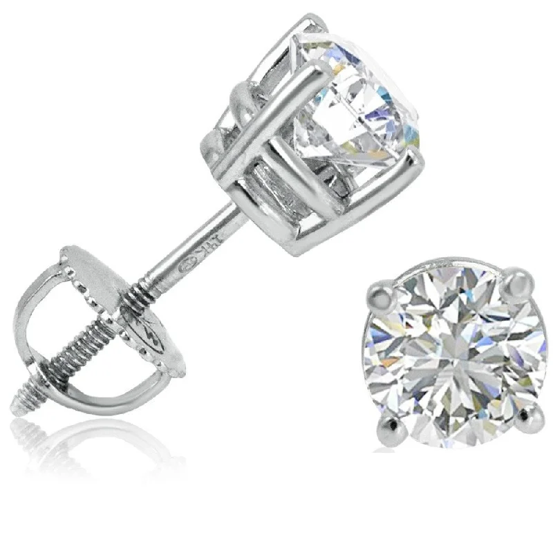 Full-set pave earrings-IGI Cerfitied 1 1/2 ct TW Lab Grown Diamond Stud Earrings in 14K White Gold