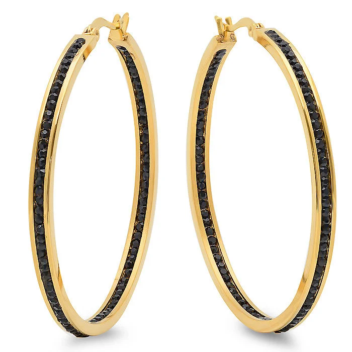 Grooved hoop earrings-Ladies 18 kt Gold Plated Hoop Earrings