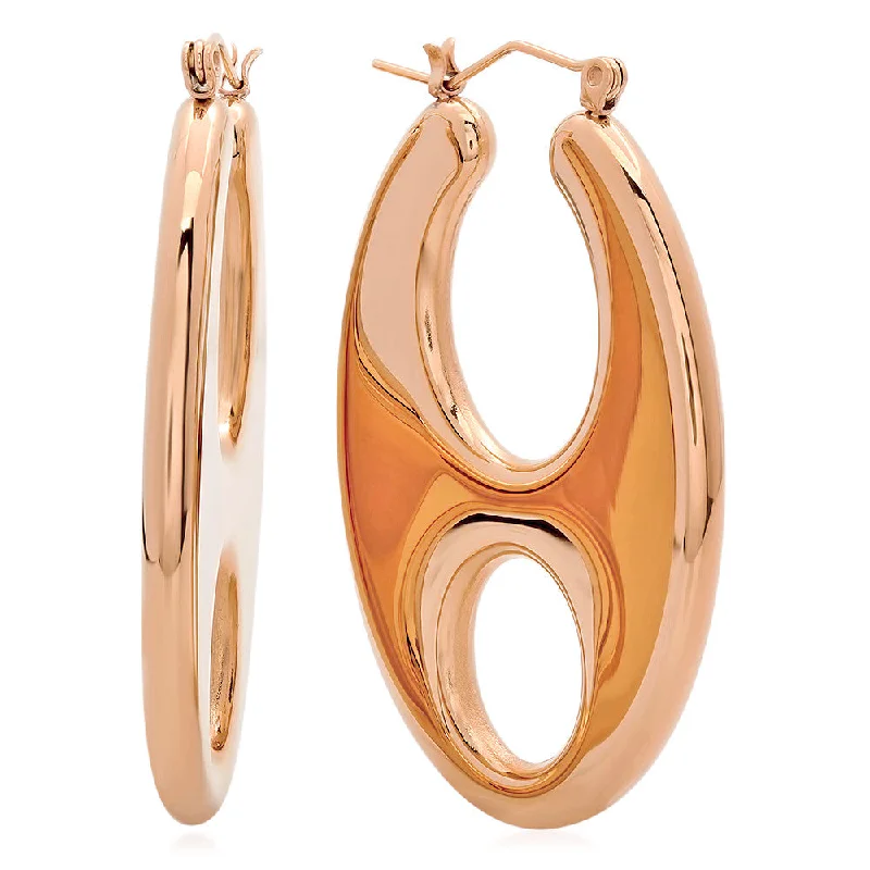 Chiseled gem earrings-Ladies 18kt Rose Gold Plated Stainless Steel Earrings