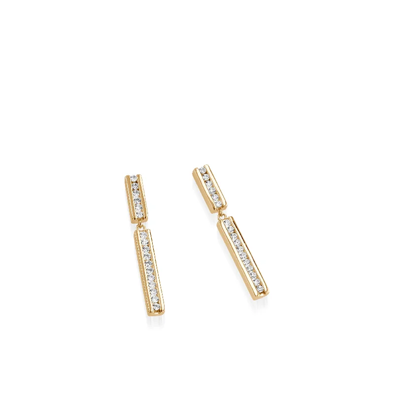 Thin-band earrings-Lines Dangle Diamond Earrings