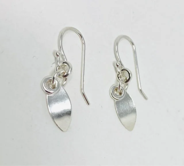 Dome motif earrings-Sterling Silver Marquis Earrings