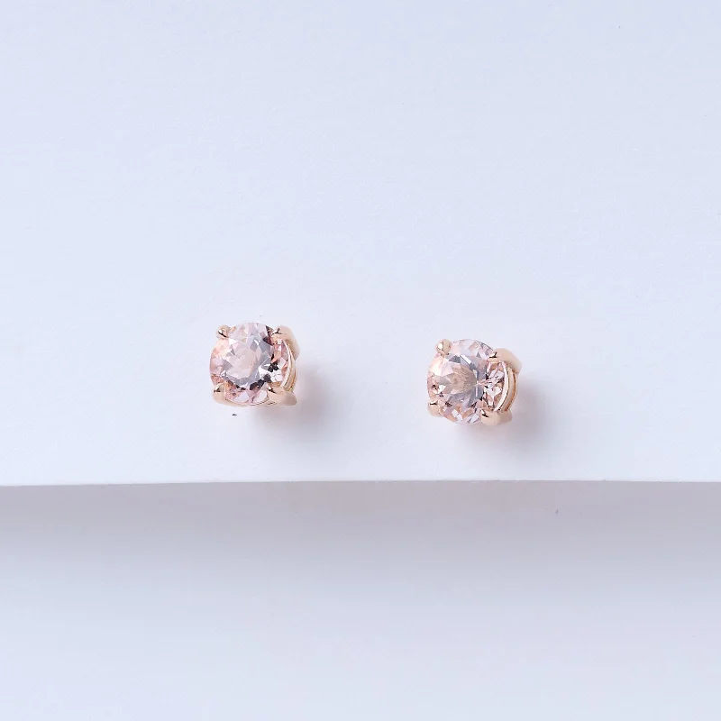 Bold gold earrings-Morganite Stud Earrings