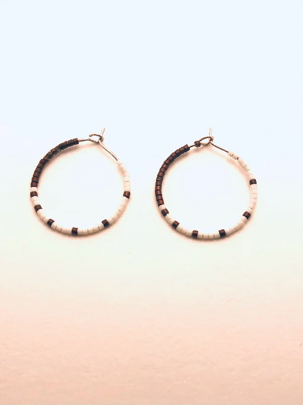 Hovering diamond earrings-Night and  Day Hoop Earrings