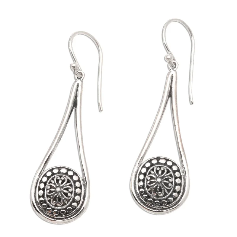 Dome motif earrings-NOVICA Bali Jawan, Sterling silver dangle earrings - 0.2