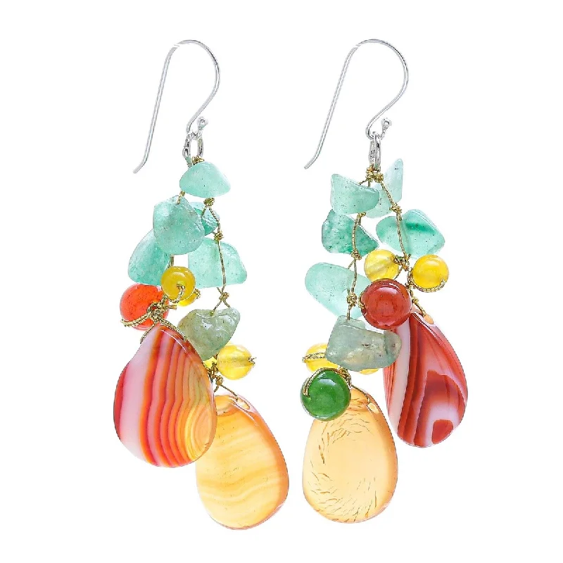 Forged silver earrings-NOVICA Candy Mood, Multi-gemstone dangle earrings - 2.4L*0.9W