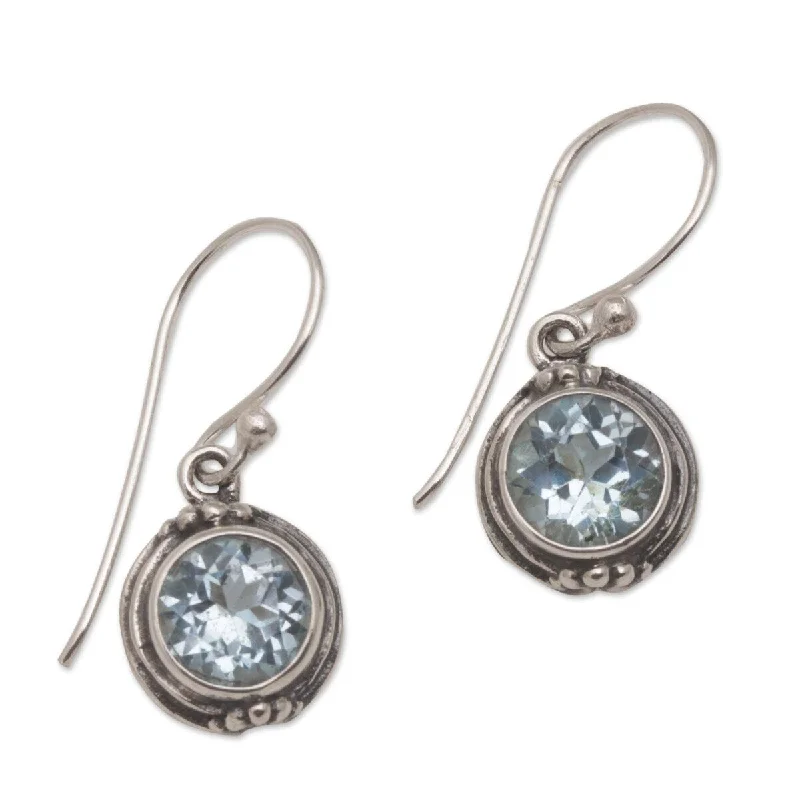 Thick gold earrings-NOVICA Cool Radiance, Blue topaz dangle earrings - 0.2