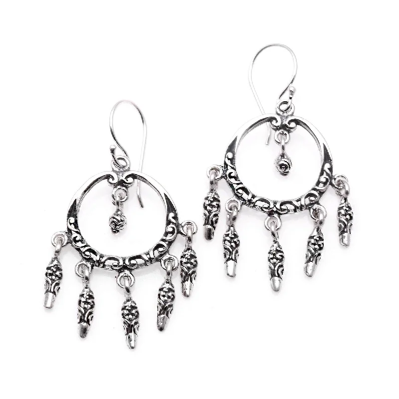 Bold agate earrings-NOVICA Dream Catcher Rain, Sterling silver chandelier earrings - 1.6" L x 0.9" W x 0.1" D