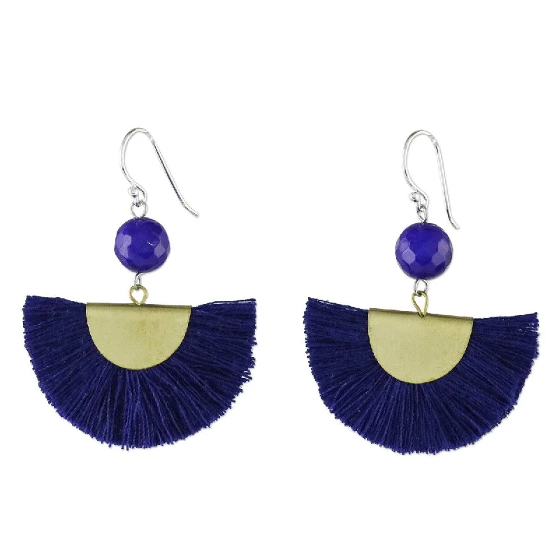 Sleek tungsten earrings-NOVICA Festival in Ultramarine, Quartz dangle earrings - 1.8*1.4