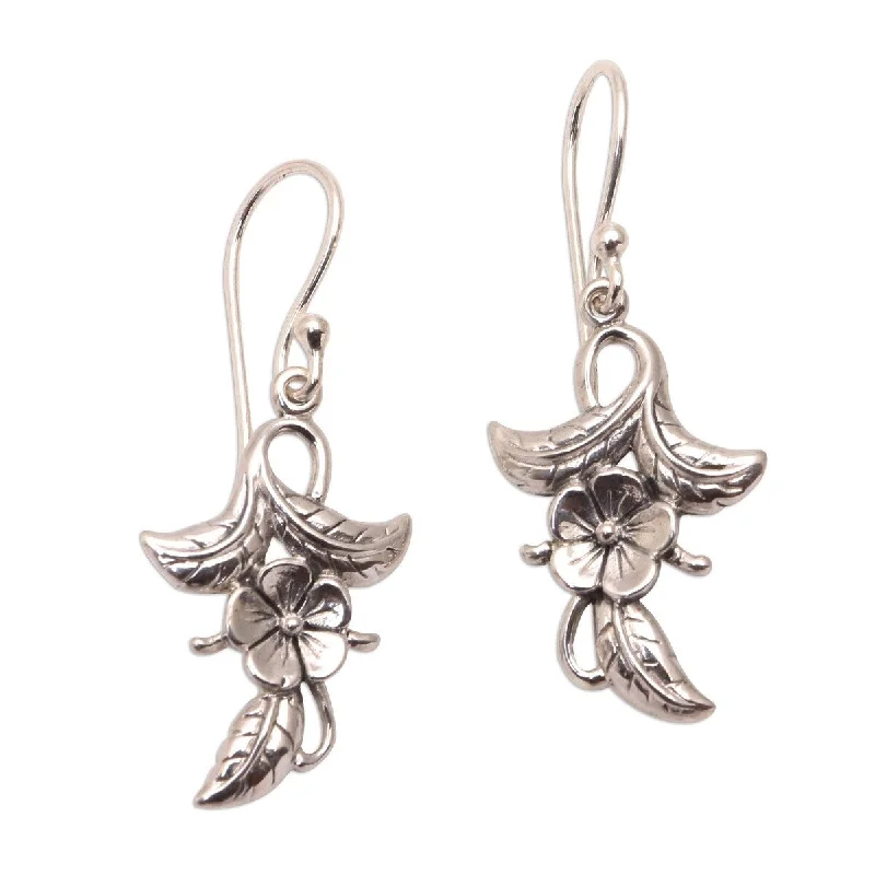 Airy silver earrings-NOVICA Frangipani Blooms, Sterling silver dangle earrings - 1.6*0.5