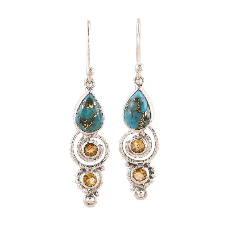 Fern frond earrings-NOVICA Glistening Curl, Citrine dangle earrings - 1.8*0.4