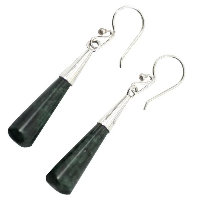 Sleek tungsten earrings-NOVICA Handmade Faceted Green Droplet Sterling Silver Jade Earrings