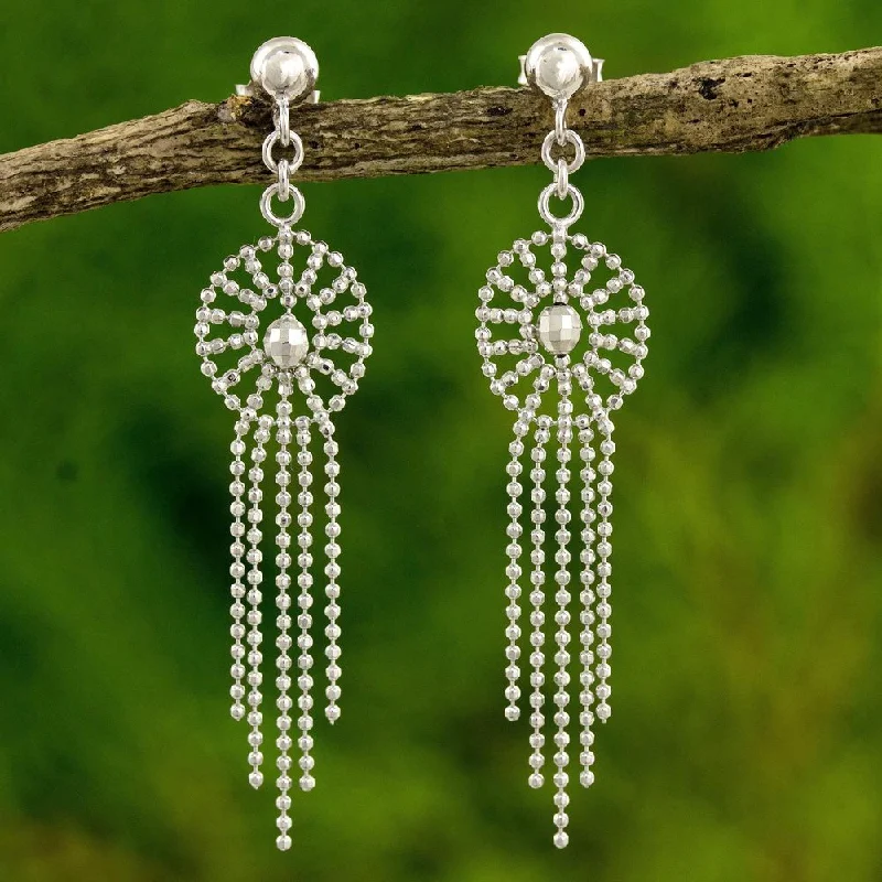 Grained stone earrings-NOVICA Handmade Sterling Silver 'Moonbeam Cascade' Earrings (Thailand) - White - 2*0.4