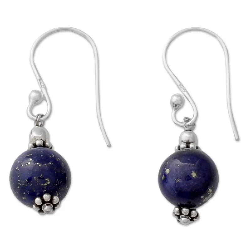 Bold agate earrings-NOVICA Handmade Sterling Silver 'Royal Discretion' Lapis Lazuli Earrings (India) - 1.3*0.3