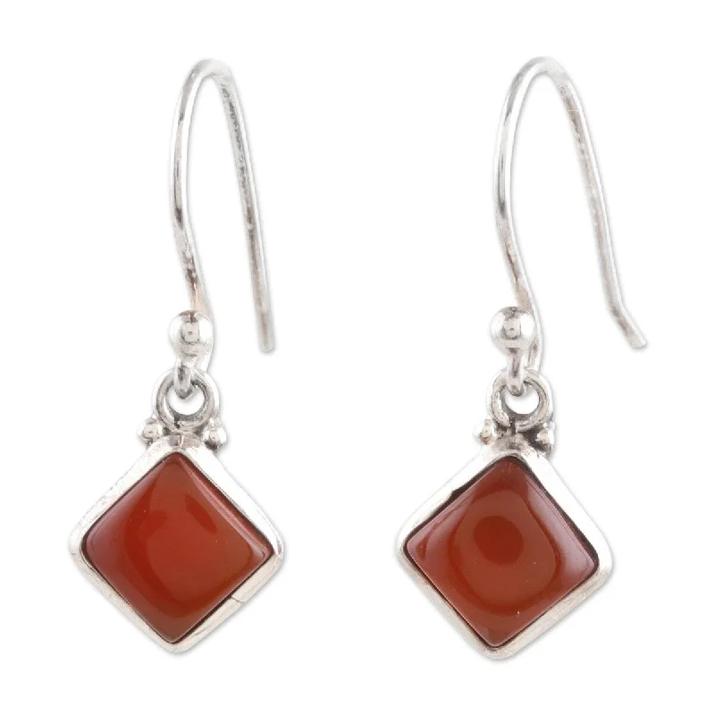 Lustrous quartz earrings-NOVICA Happy Kites, Carnelian dangle earrings - 0.9*0.4