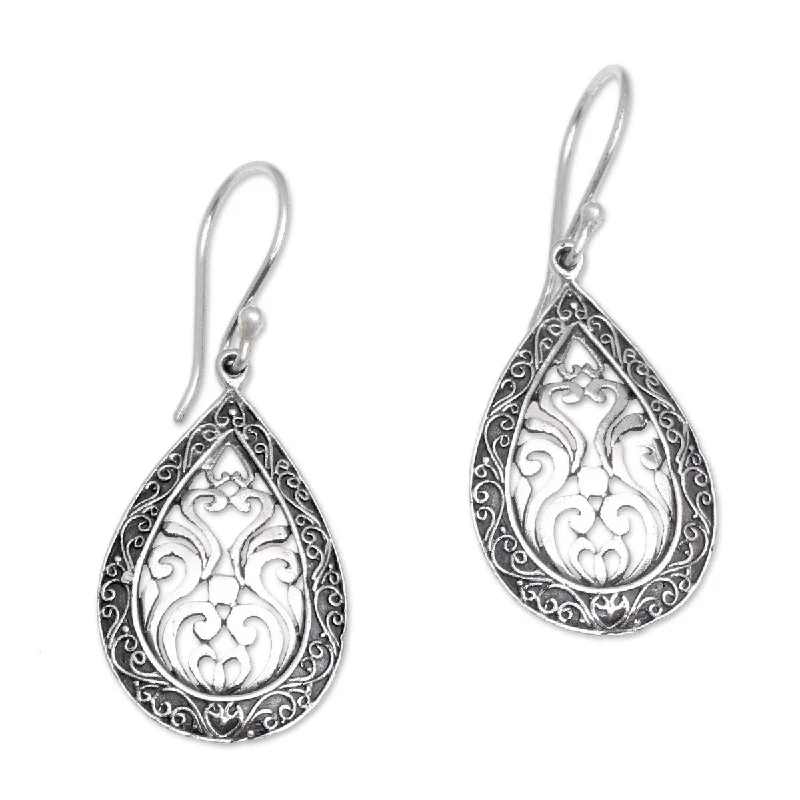 Slanted gem earrings-NOVICA Silver Drop, Sterling silver dangle earrings - 1.6*0.4