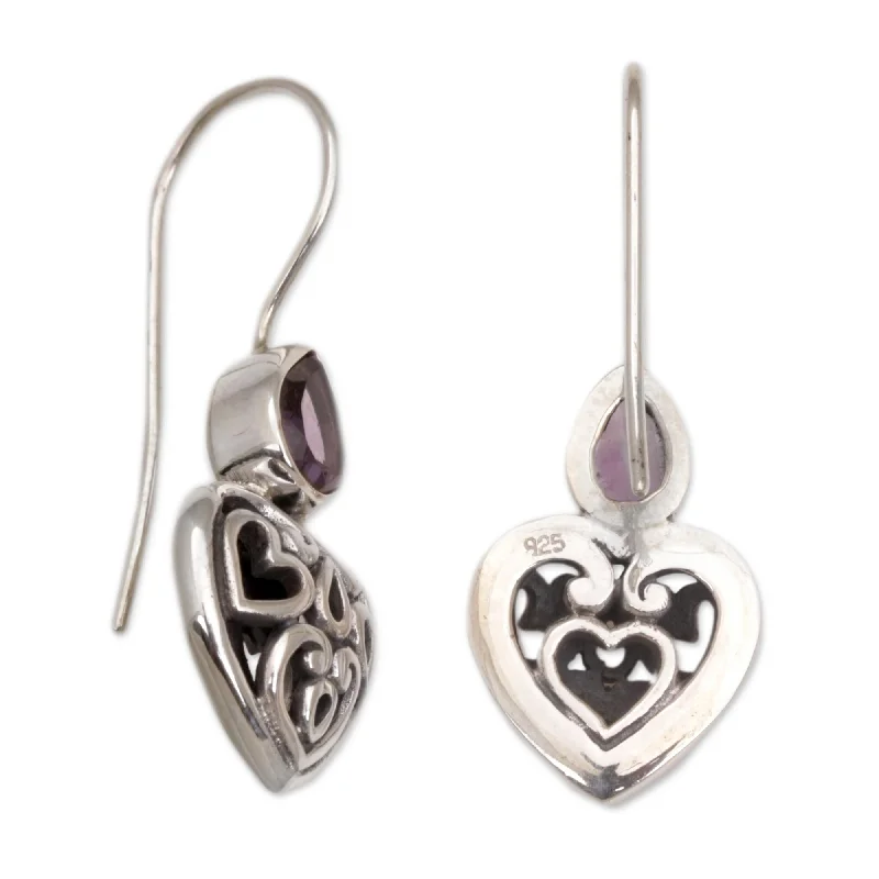 Soft morganite earrings-NOVICA Sterling Silver Dangle Earrings, 'Heart'S Desire' (Indonesia) - 1*0.4