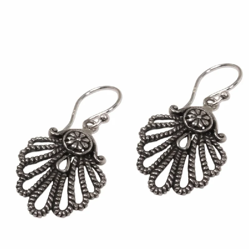 Latched earrings-NOVICA Sterling Silver 'Gleaming Shell' Earrings - 1.4*0.7