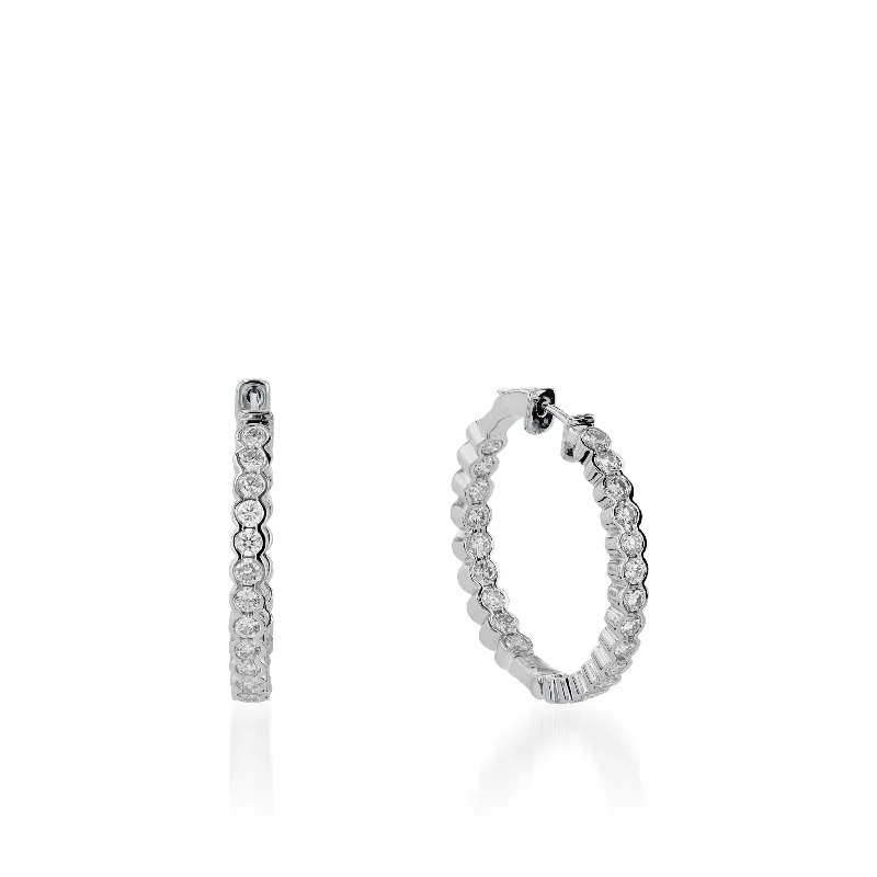 High gem earrings-Paloma Inside-Out Diamond Hoops