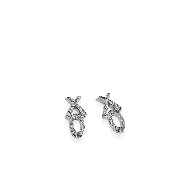 Scalloped edge earrings-Paris X/O Pave Earrings