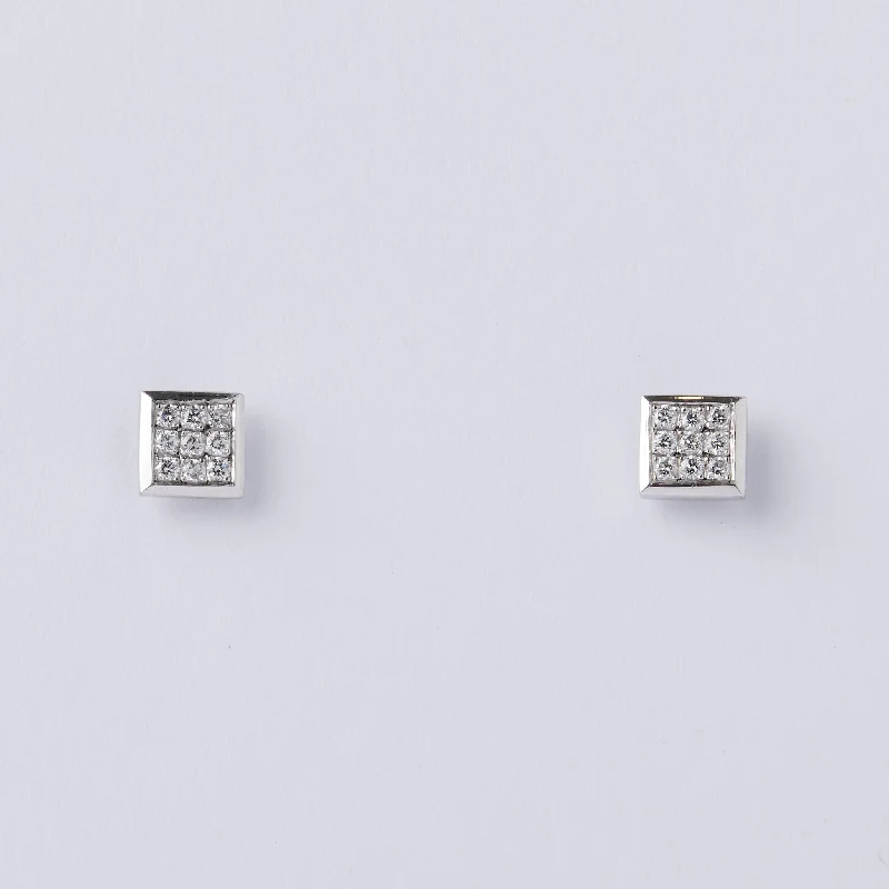 Ridged edge earrings-Pave Princess Stud Earrings