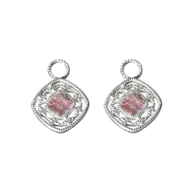 Natural gem earrings-Pink Topaz Earring Charms