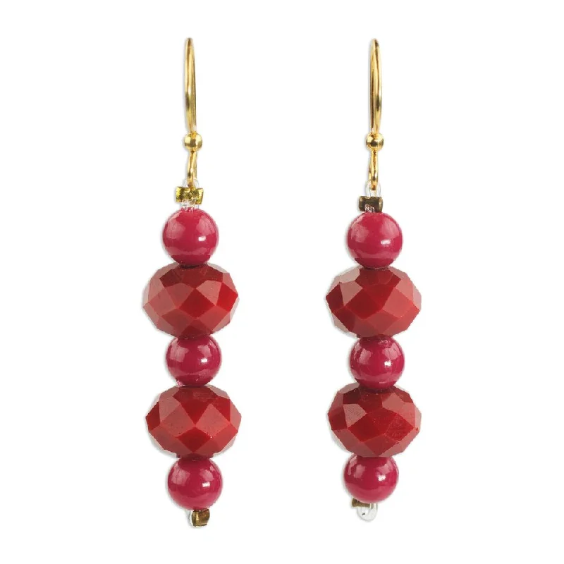 Natural pearl earrings-Recycled Plastic Dangle Earrings, 'Ahomka Experience' (Ghana) - 2L*0.4W