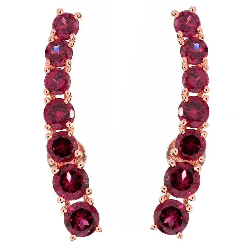 Sleek design earrings-Rhodolite Rose Polished Ear Climbers