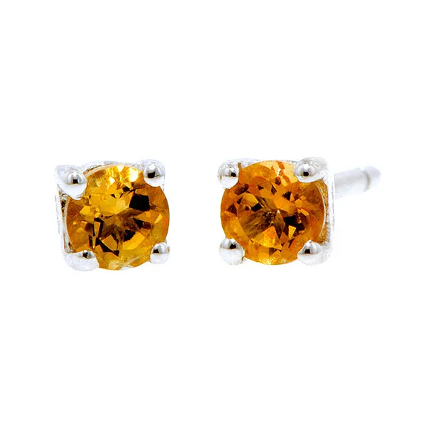 Twisted knot earrings-Round Citrine 3mm Stud Earrings