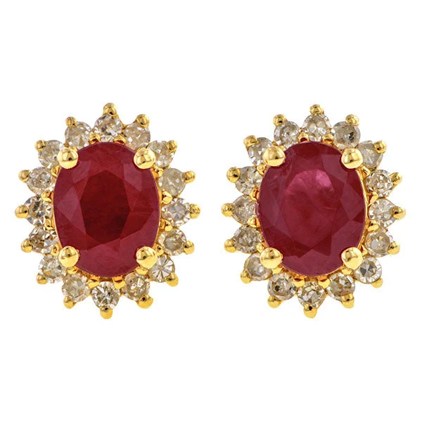 Coiled wire earrings-Ruby & Diamond Frame Earrings