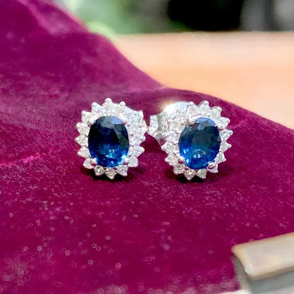 Five-stone earrings-Sapphire & Diamond Frame Earrings