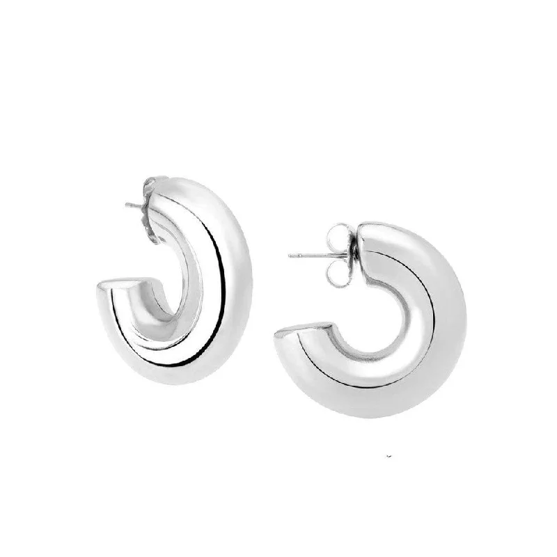 Mist gem earrings-Silver Small Hoop Earrings