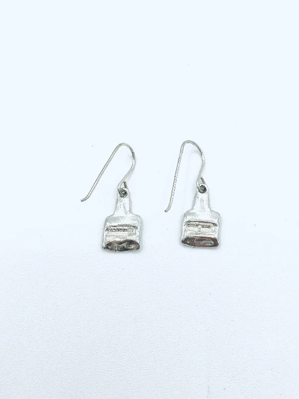 Polished palladium earrings-Smallest Square Sterling Earrings