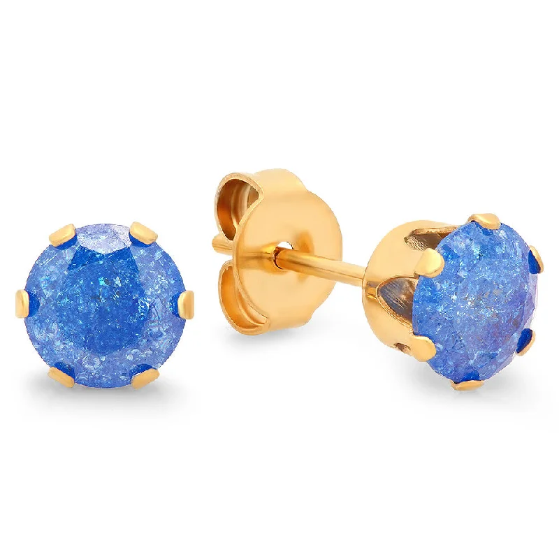 Chiseled gem earrings-Stainless Steel Galaxy Cubic Zirconia Stud Earrings