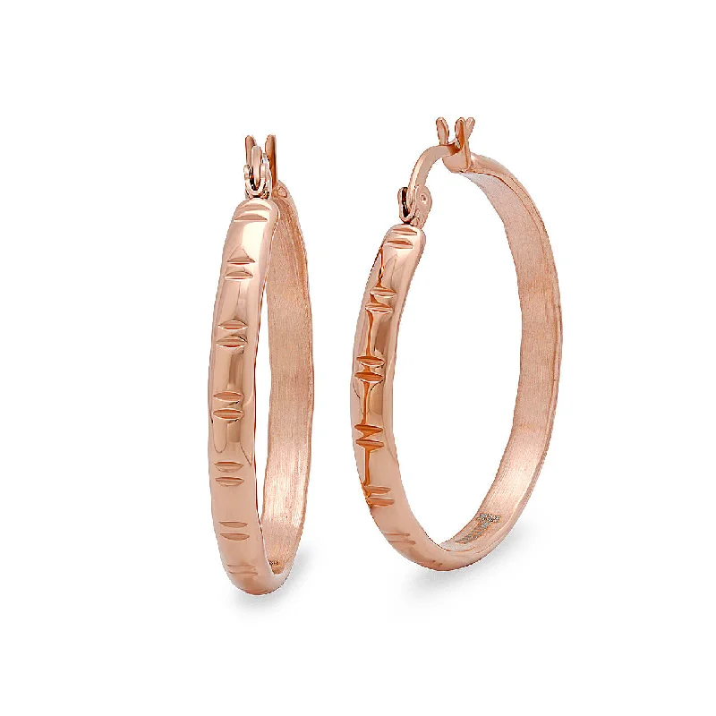 Bold moonstone earrings-Stainless Steel Women's Rose Gold Hoop Earrings