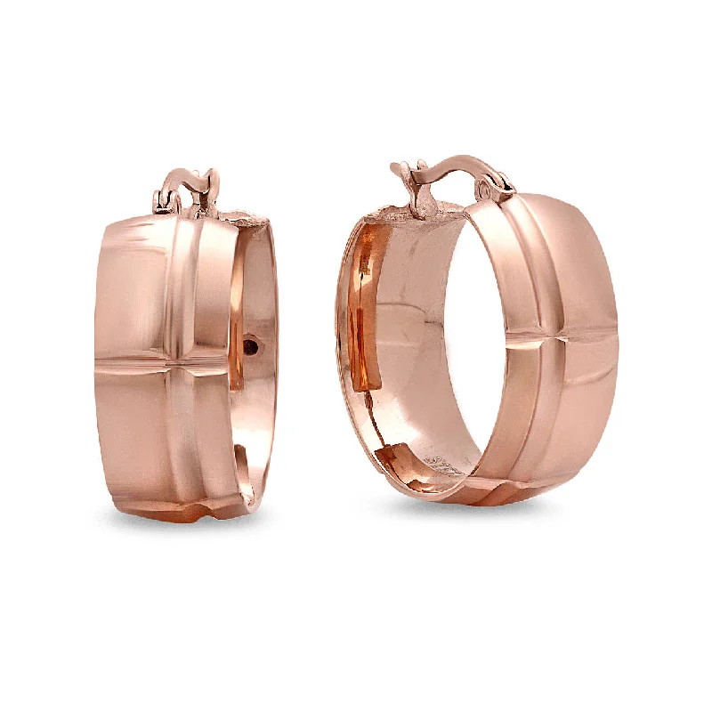 Intricate filigree earrings-Stainless Steel Women's Rose Gold Huggie Earrings