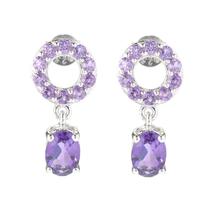 Staggered hoop earrings-Sterling Silver 2Ctw African Amethyst Drop & Dangle Earrings