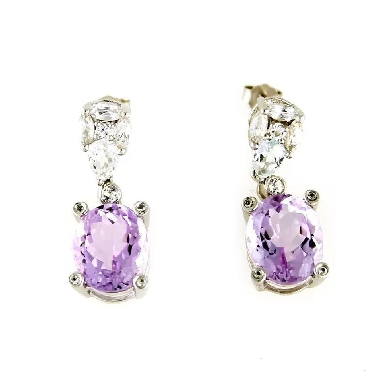 Intertwined earrings-Sterling Silver 7.67ctw Pink Amethyst Drop & Dangle Earring 1.00'L