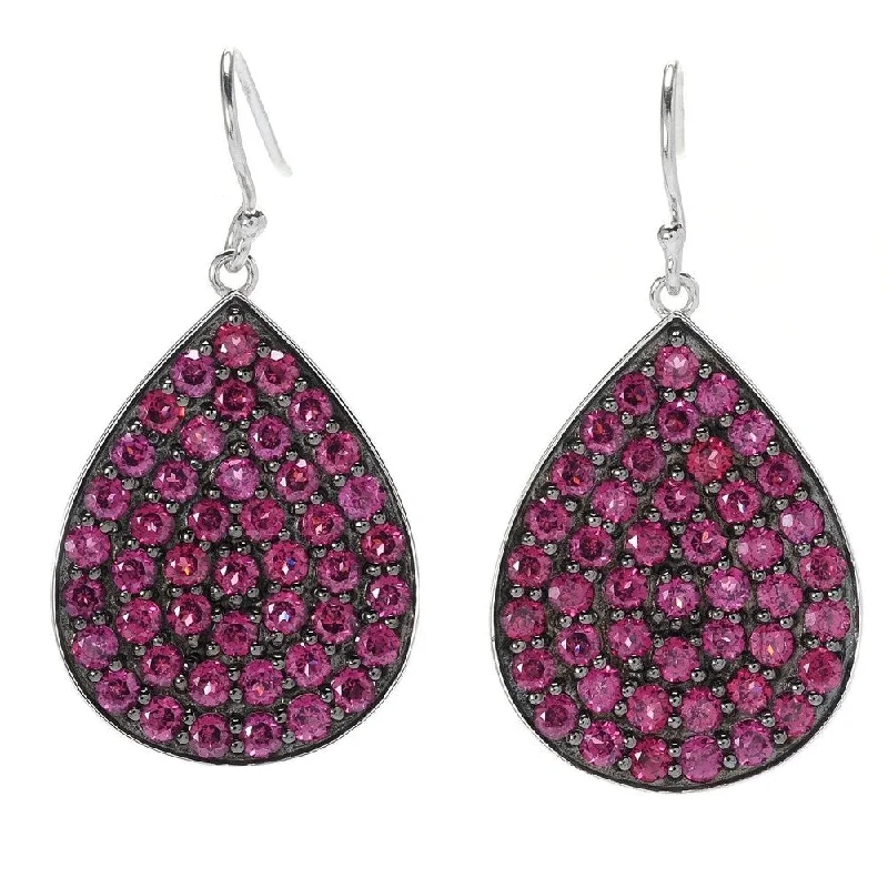 Open-dusk earrings-Sterling Silver 925 Rhodolite Garnet Drop & Dangle Earrings