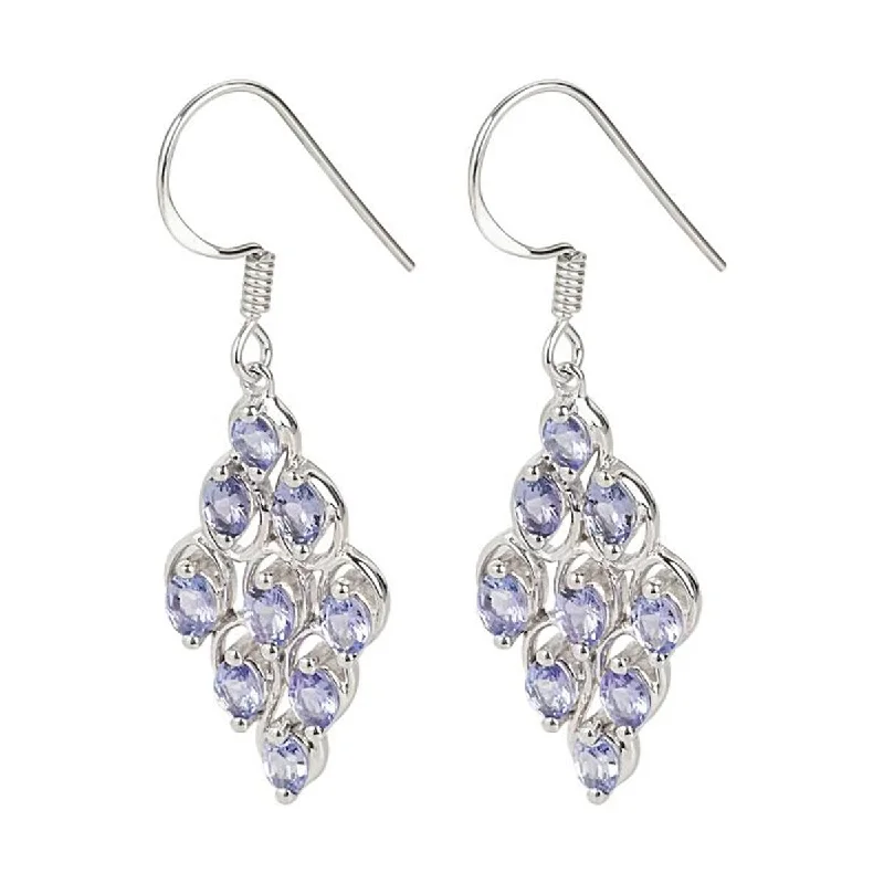 Dusk moon earrings-Sterling Silver 925 Tanzanite Drop & Dangle Earrings