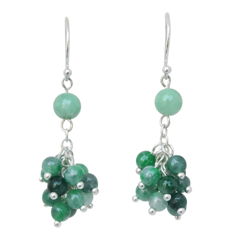 Latched earrings-Sterling Silver Abundance Jade Earrings