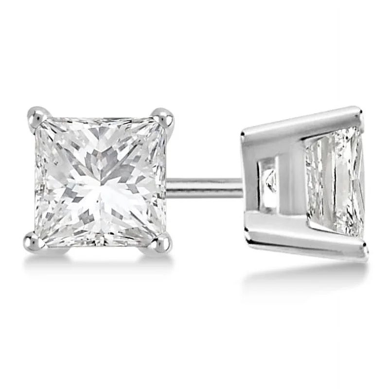 High gem earrings-Sterling Silver and Genuine Crystal Square Stud Earring - 8m