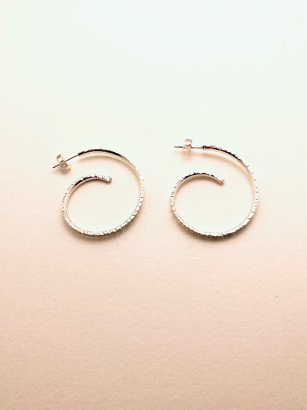 Dotted hoop earrings-Sterling Silver Hammered Edge Hoops