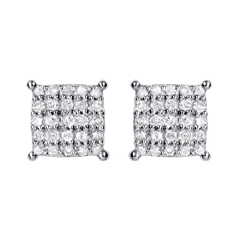 Subtle silver earrings-Viducci 10k White Gold Genuine 1/4ct Diamond Cluster Stud Earrings