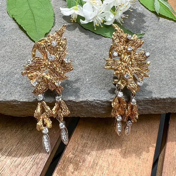 Staggered hoop earrings-Vintage Diamond Drop Day/ Night Earrings